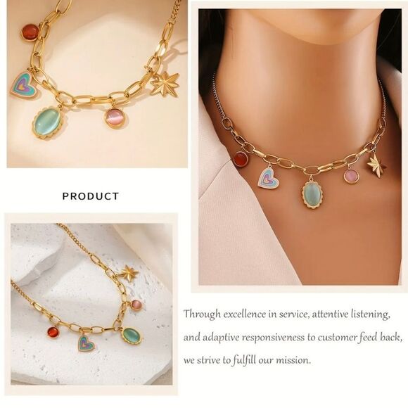 Boho Style Chic Gold Plated Necklace - Picture 7 of 7